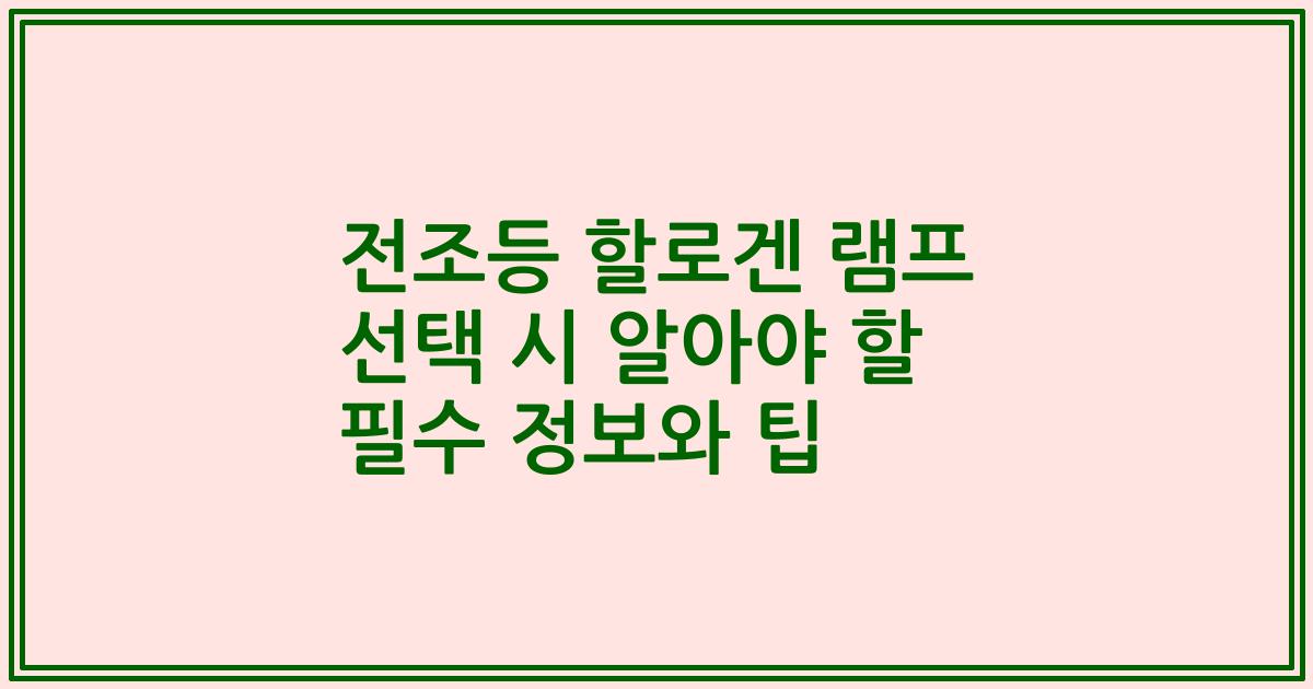 전조등 할로겐 램프 선택 시 알아야 할 필수 정보와 팁