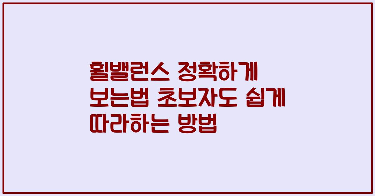 휠밸런스 정확하게 보는법 초보자도 쉽게 따라하는 방법