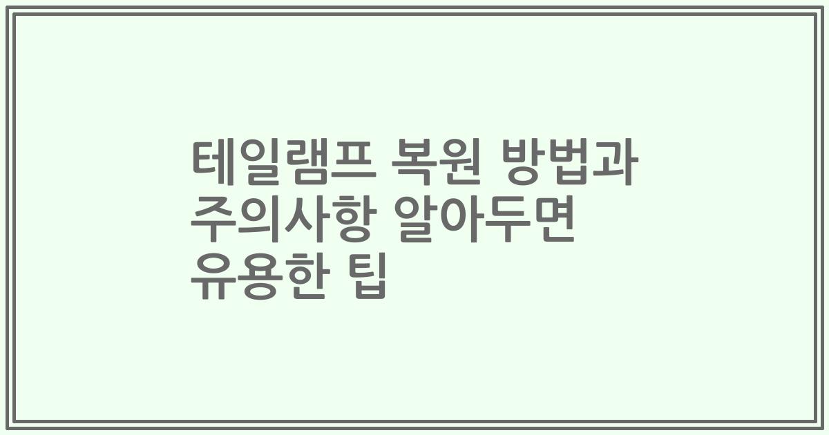 테일램프 복원 방법과 주의사항 알아두면 유용한 팁