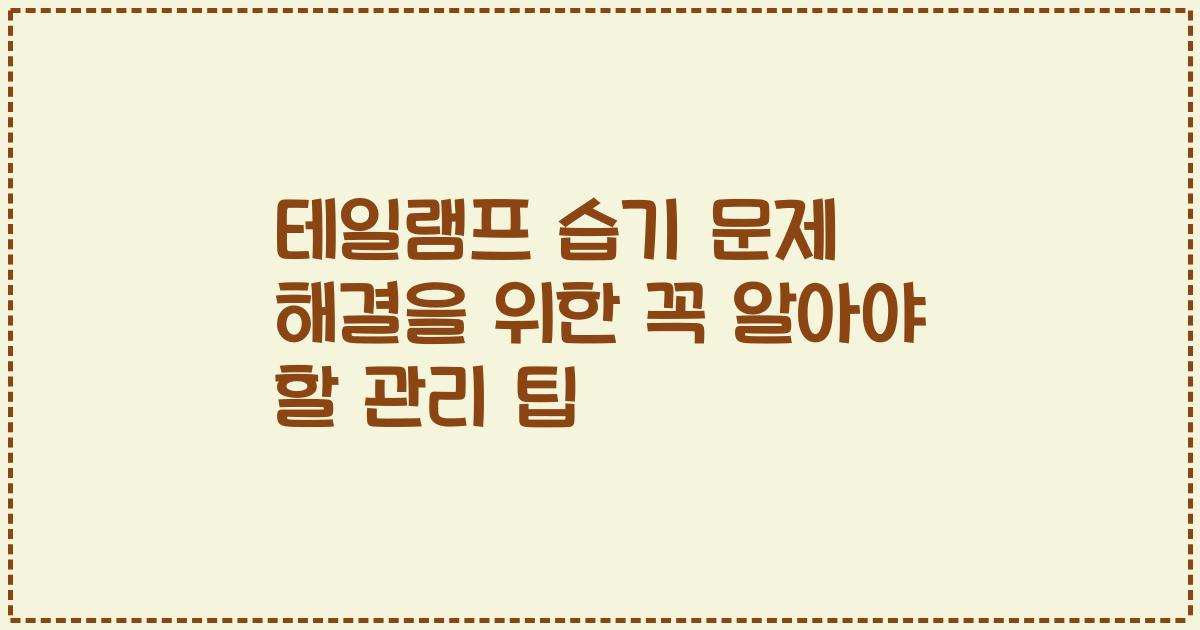 테일램프 습기 문제 해결을 위한 꼭 알아야 할 관리 팁