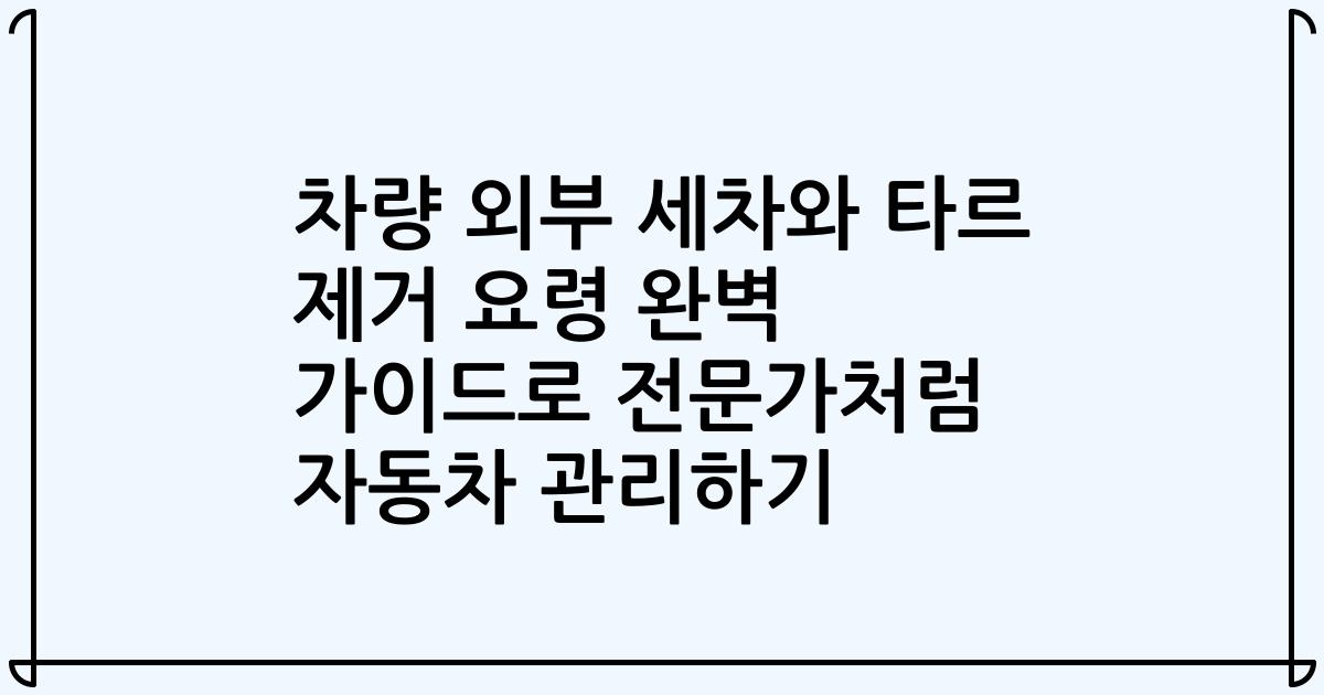 차량 외부 세차와 타르 제거 요령 완벽 가이드로 전문가처럼 자동차 관리하기