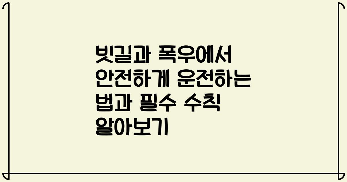 빗길과 폭우에서 안전하게 운전하는 법과 필수 수칙 알아보기