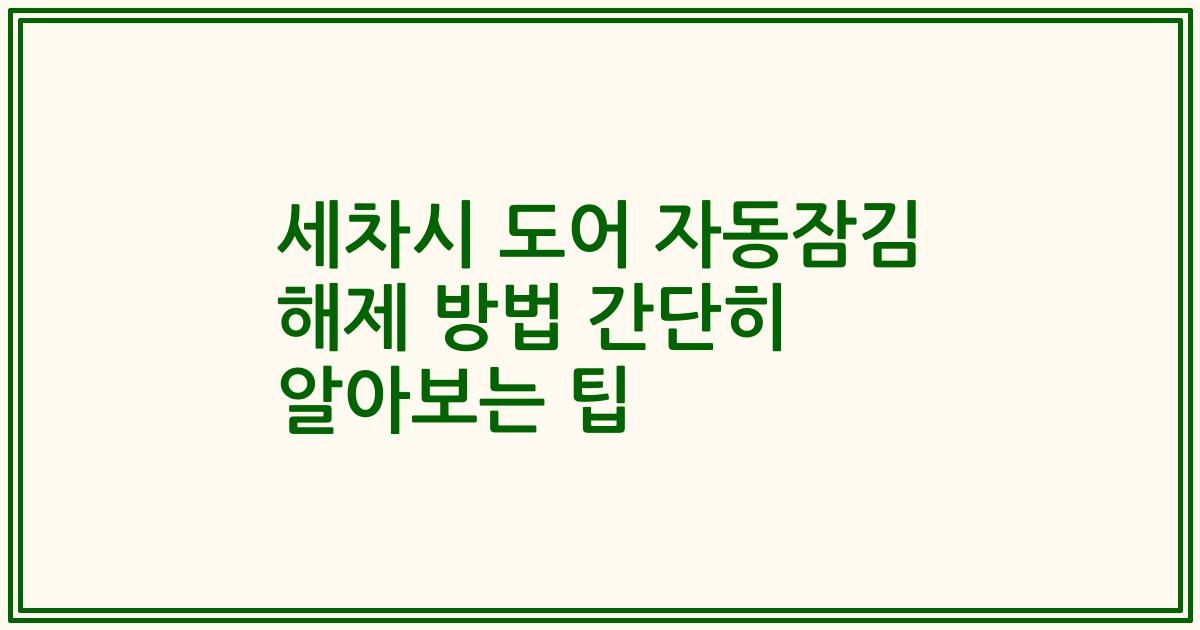 세차시 도어 자동잠김 해제 방법 간단히 알아보는 팁