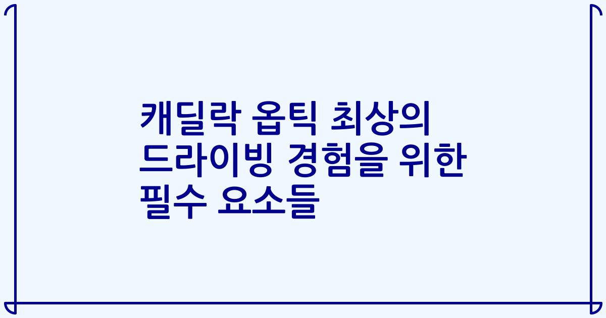 캐딜락 옵틱 최상의 드라이빙 경험을 위한 필수 요소들