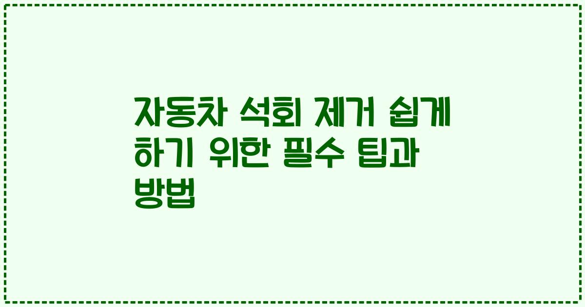 자동차 석회 제거 쉽게 하기 위한 필수 팁과 방법